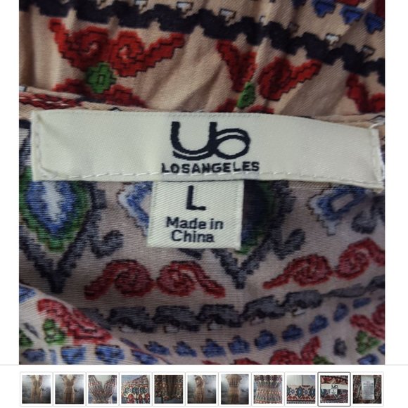 Ya Los Angeles Dress Full Zippered Down Front Ruched Back Cap Sleeve Batik - Picture 10 of 11